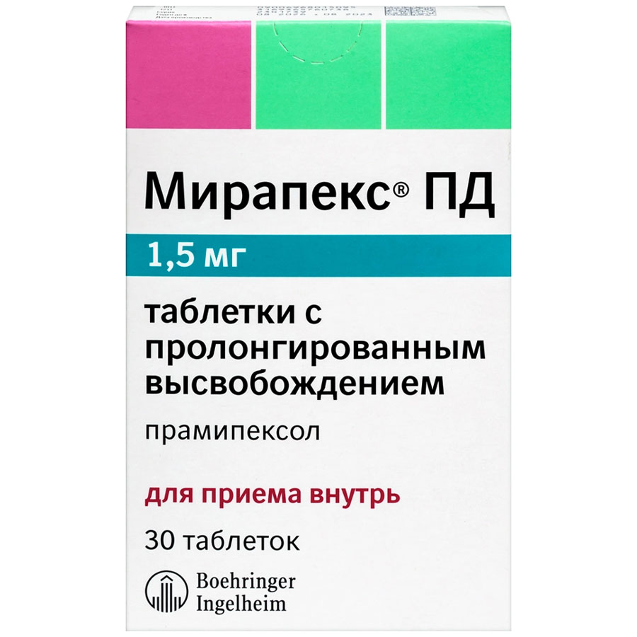 Мирапекс ПД 1,5 мг таблетки, 30 шт.