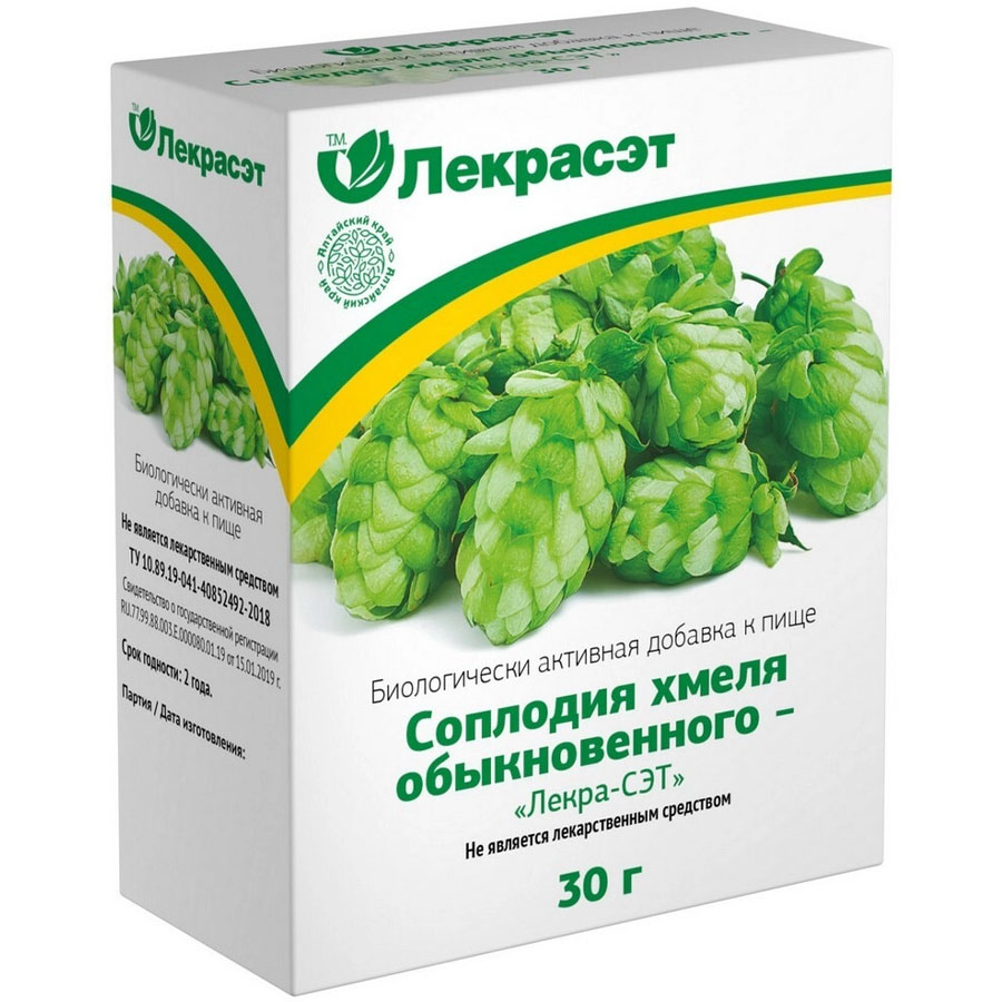 Хмель обыкновенный шишки, 30г