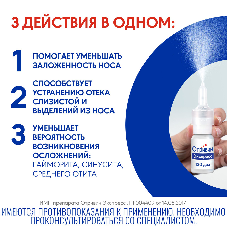 Отривин экспресс ментол 0,05% спрей, 10 мл