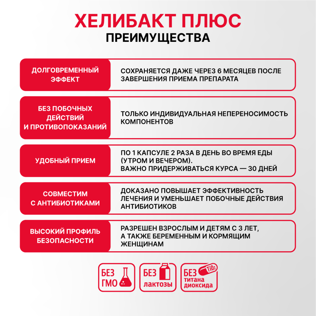 Хелибакт плюс капсулы, 30 шт.