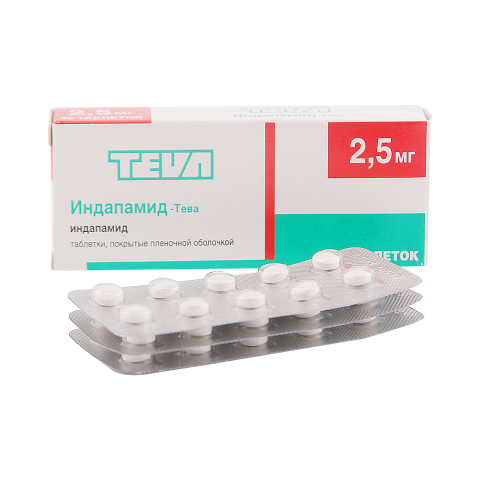 ИНДАПАМИД-ТЕВА 2,5МГ N30 ТАБЛ.