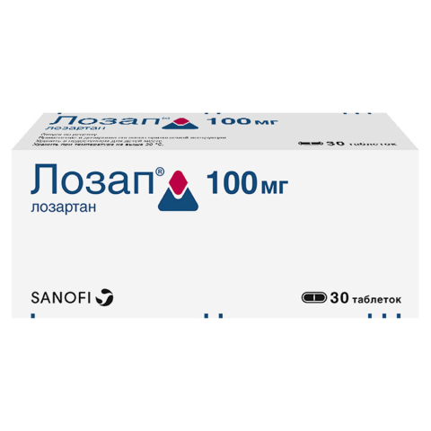 Лозап 100 мг таблетки, покрытые пленочной оболочкой, 30 шт.