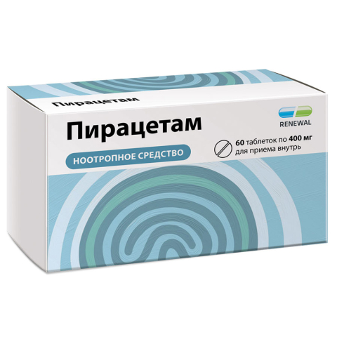 Пирацетам 400 мг 60 шт. таблетки, покрытые пленочной оболочкой