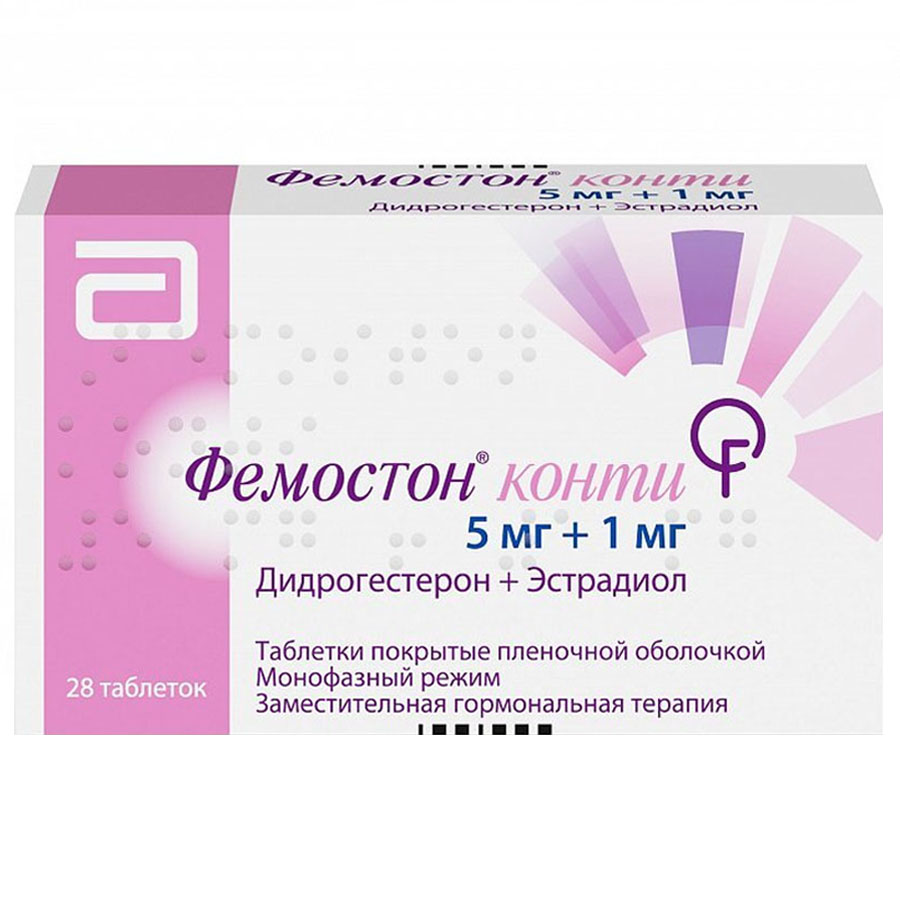 Фемостон конти 5 мг+1 мг таблетки, 28 шт.