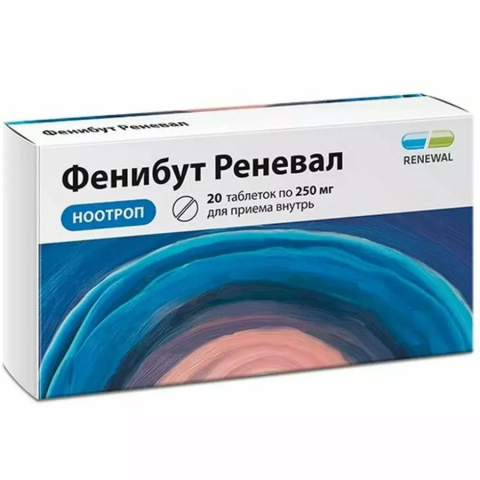 Фенибут реневал 250 мг таблетки, 20 шт.