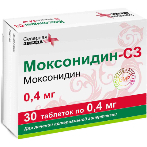 Моксонидин-сз 0,4 мг таблетки, 30 шт.