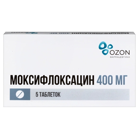 Моксифлоксацин 400 мг таблетки, 5 шт.