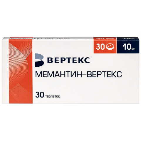 Мемантин-вертекс 10 мг таблетки, покрытые пленочной оболочкой, 30 шт.