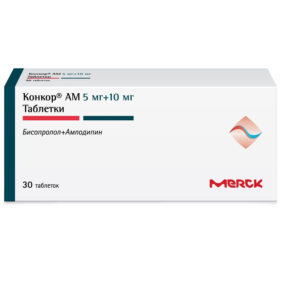Конкор АМ 5 мг + 10 мг таблетки, 30 шт.
