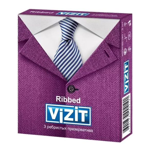 Презервативы ребристые Визит (Vizit) Ribbed, 3 шт.