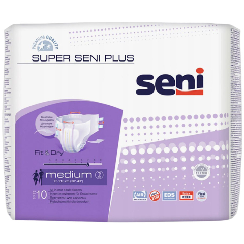 Seni Super Plus Medium подгузники для взрослых (75-110 см), 10 шт.