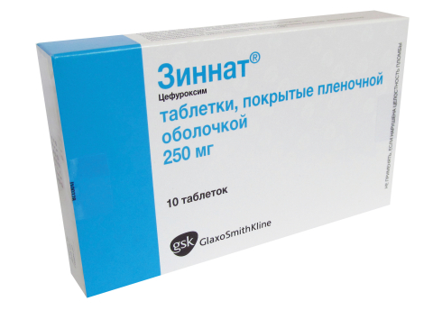 Зиннат 250 мг 10 шт. таблетки, покрытые пленочной оболочкой