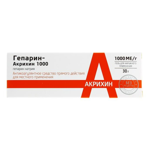 Гепарин-Акрихин 1000 гель 30г
