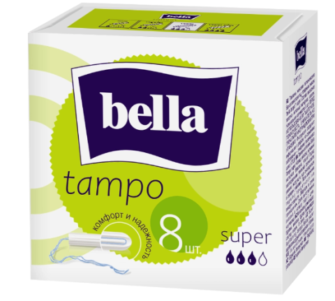 Bella tampo тампоны женские гигиенические без аппликатора super 8 шт.