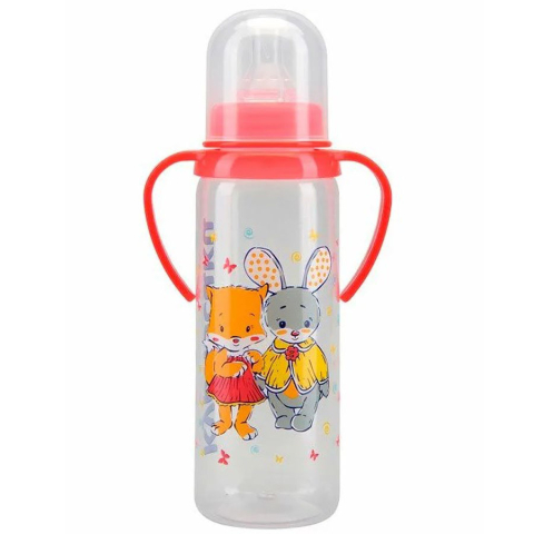 Курносики бутылочка полипропиленовая с ручками и силиконовой соской 6+ 250 мл